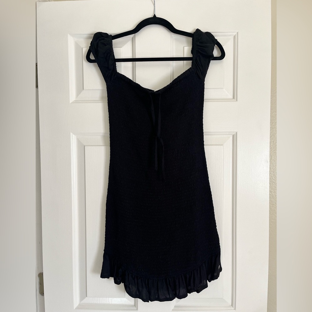 Roxy smocked ruffle shoulder dress